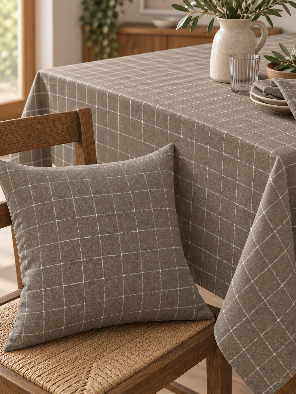 TESSUTO QUADRONI BEIGE
