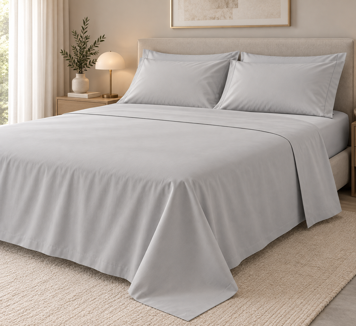 COMPLETO LETTO PERCALLE DI COTONE GRIGIO