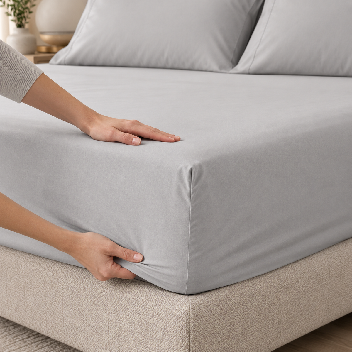 COMPLETO LETTO PERCALLE DI COTONE GRIGIO