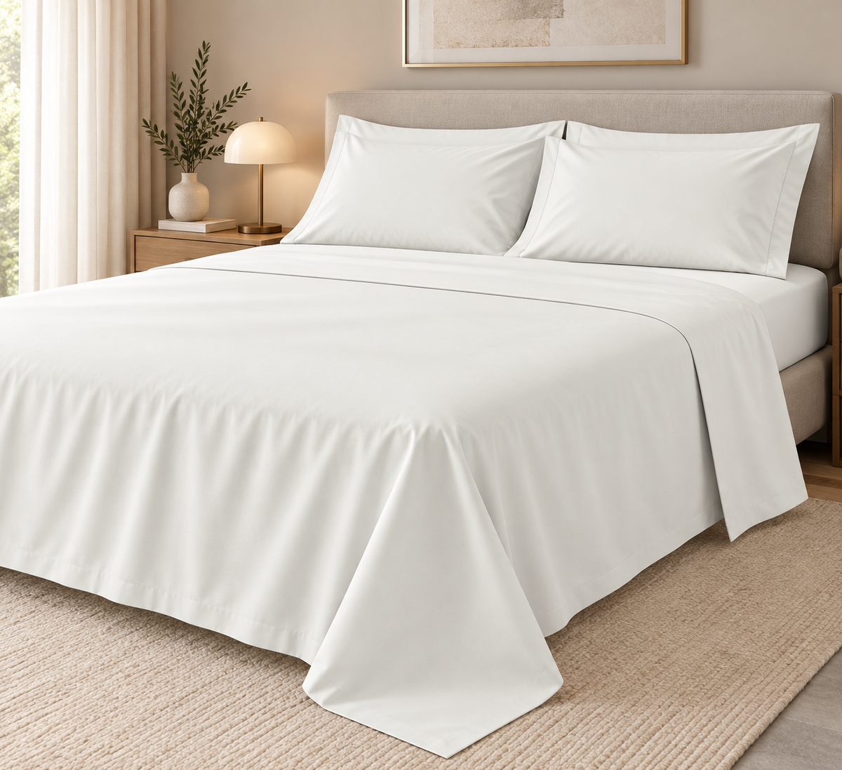 COMPLETO LETTO PERCALLE DI COTONE BIANCO