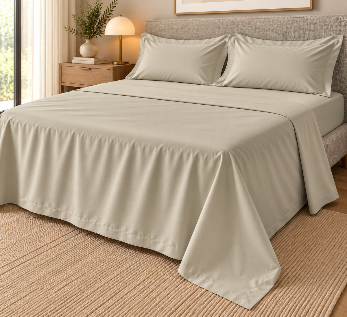 COMPLETO LETTO PERCALLE DI COTONE CHAMPAGNE