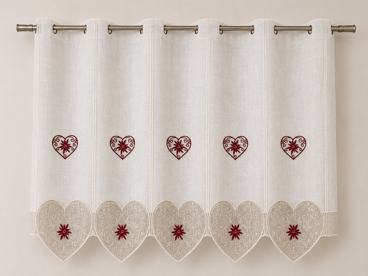 TENDA TIROLESE CUORE BEIGE E STELLA ROSSA