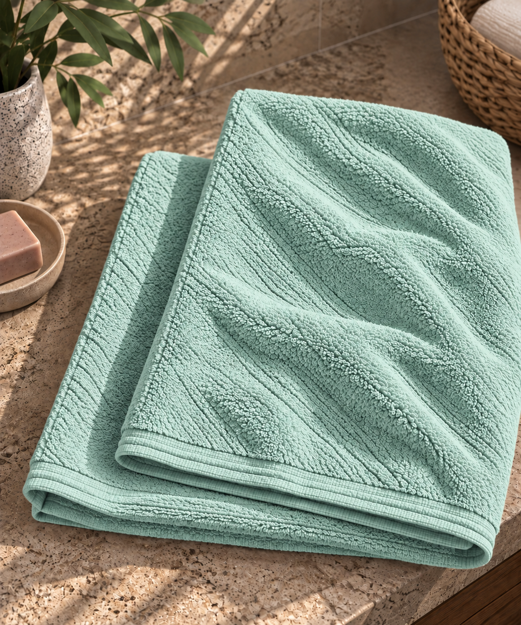 SPUGNA IN COTONE VERDE ACQUA