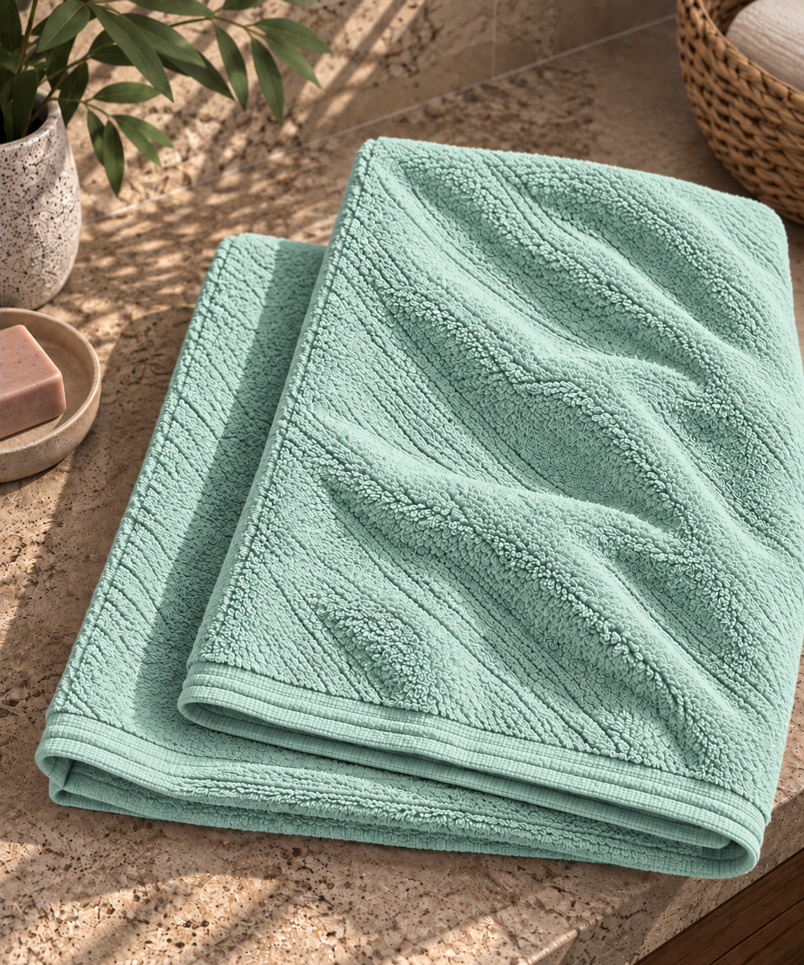 SPUGNA IN COTONE VERDE ACQUA