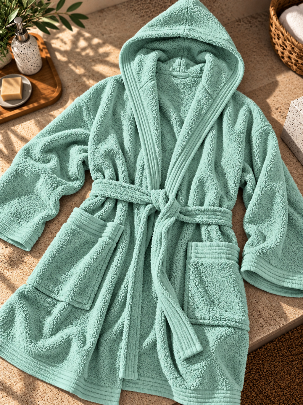 SPUGNA IN COTONE VERDE ACQUA