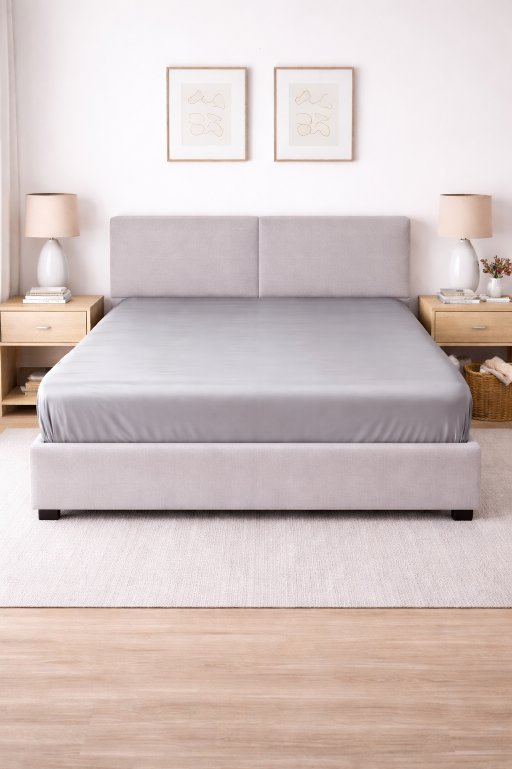LEZUOLO CON ANGOLI RASO DI COTONE GRIGIO SCURO