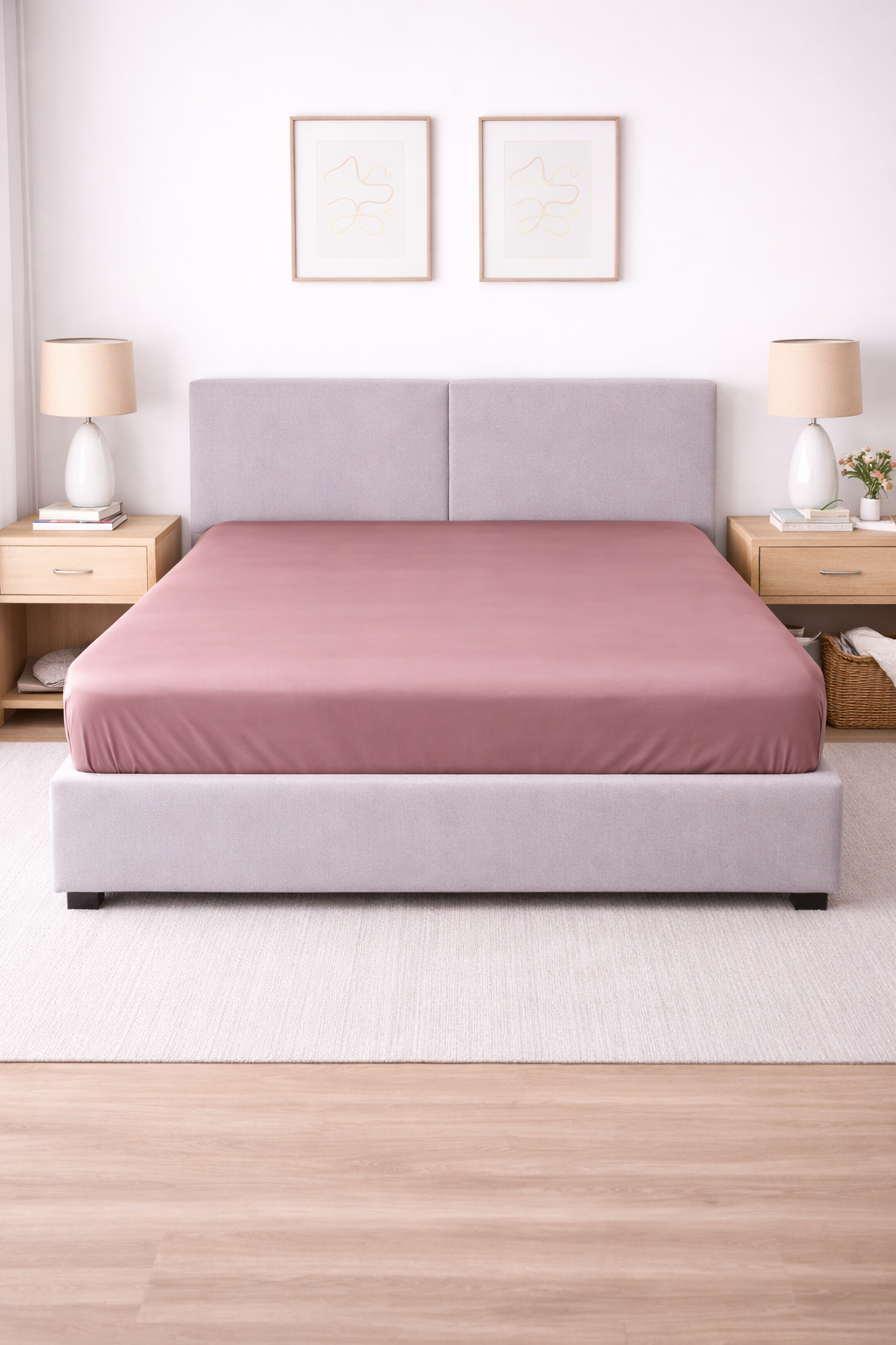LENZUOLO CON ANGOLI RASO DI COTONE ROSA