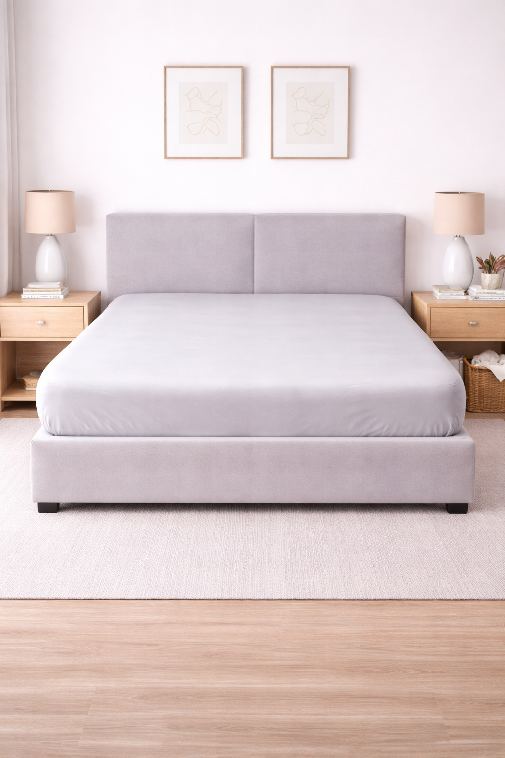 LEZUOLO CON ANGOLI RASO DI COTONE GRIGIO CHIARO