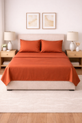 COMPLETO LETTO IN RASO DI COTONE ROSSO