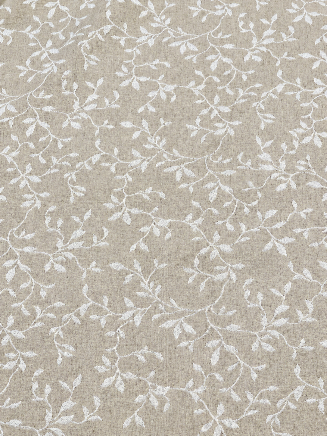 TESSUTO BEIGE FIORI BIANCHI DOUBLE