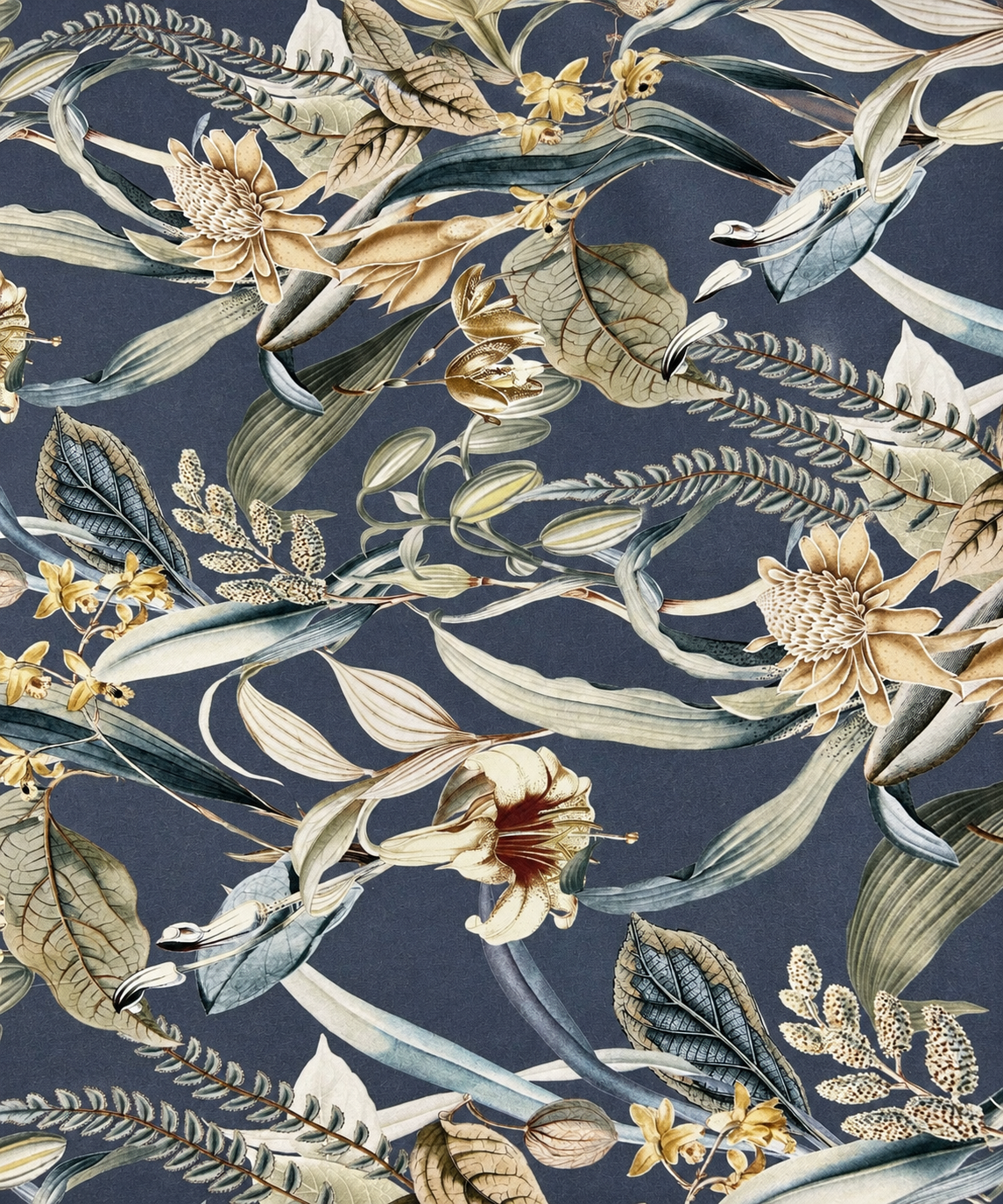 TESSUTO BASE BLU E FIORI
