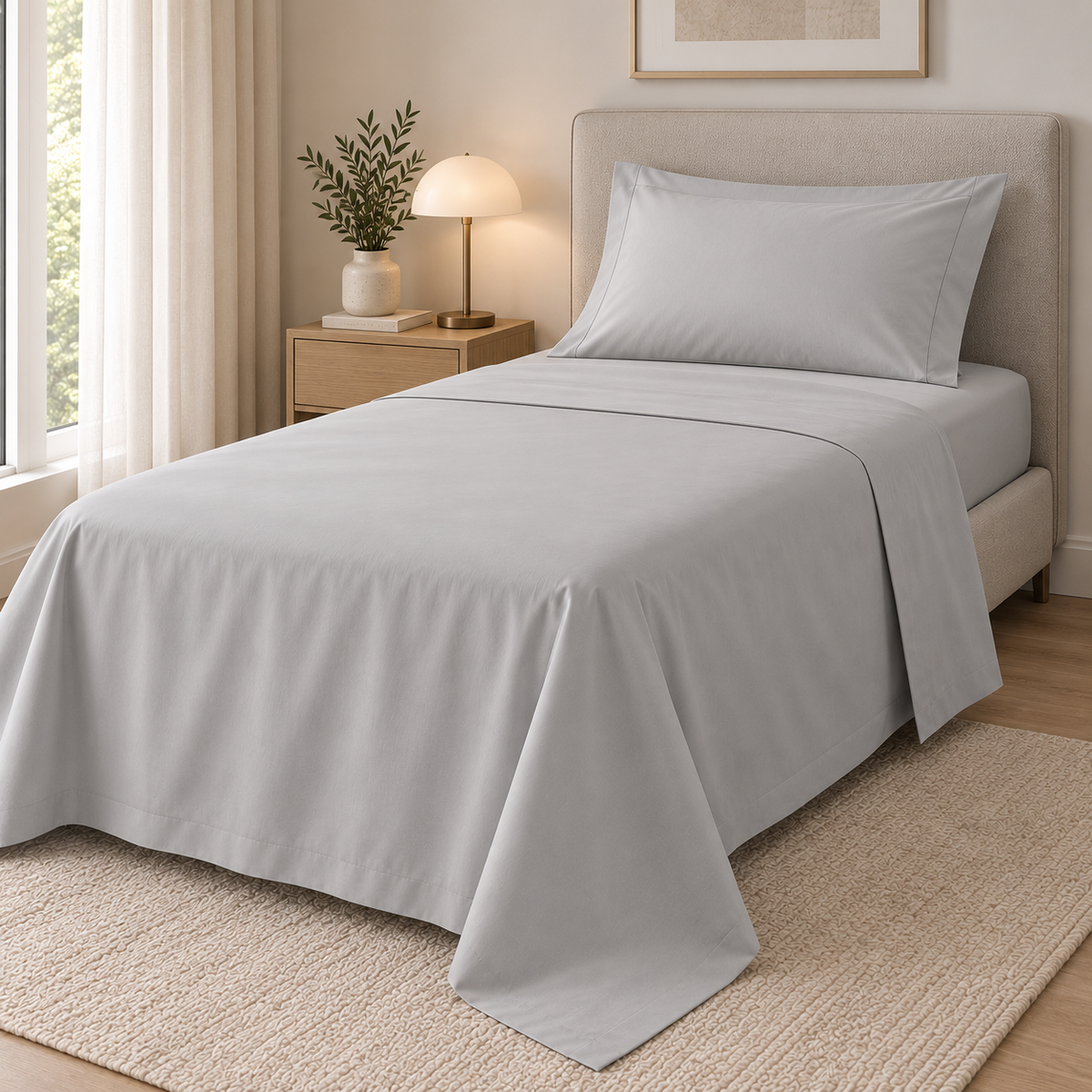 COMPLETO LETTO PERCALLE DI COTONE GRIGIO