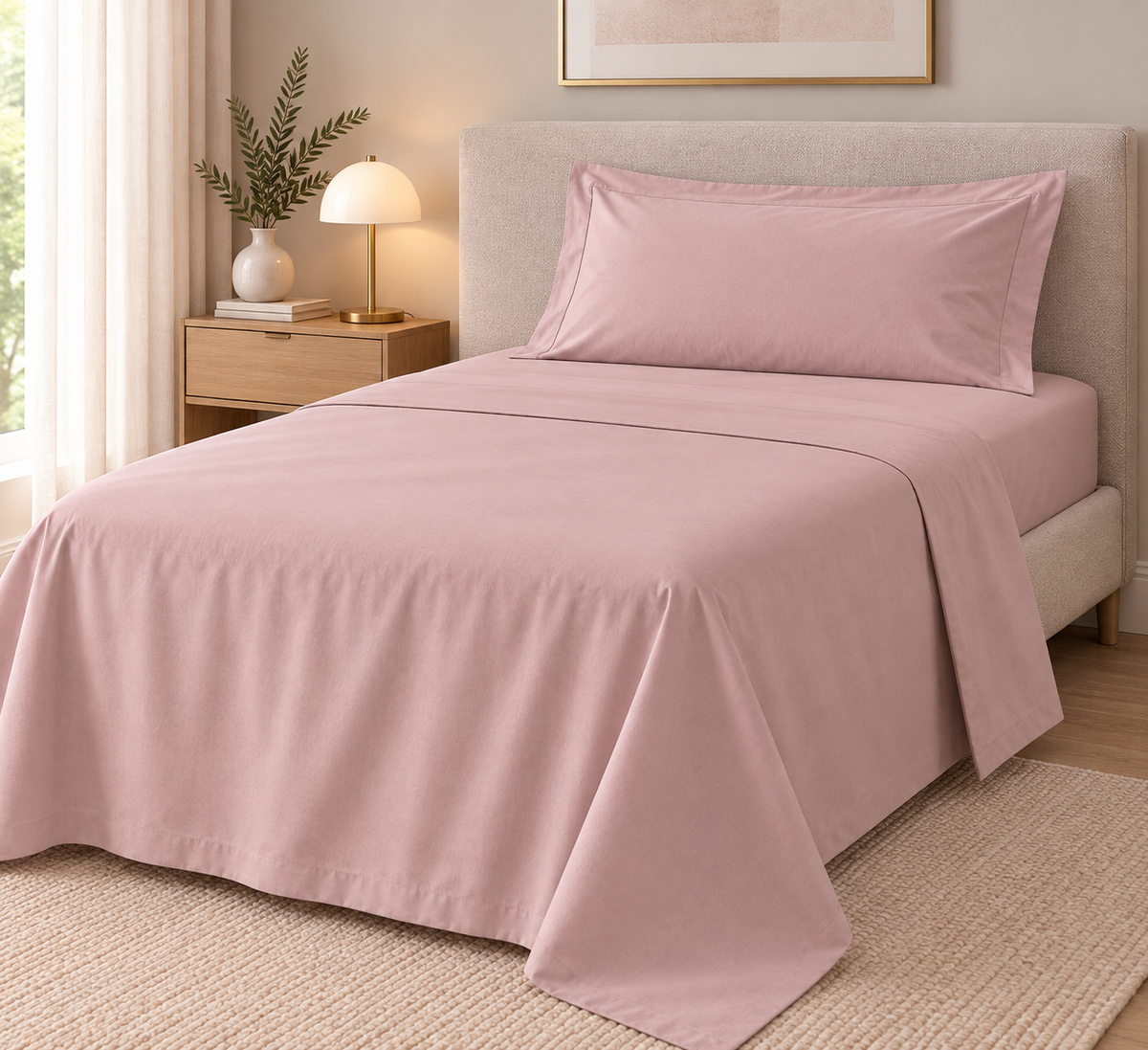 COMPLETO LETTO PERCALLE DI COTONE ROSA