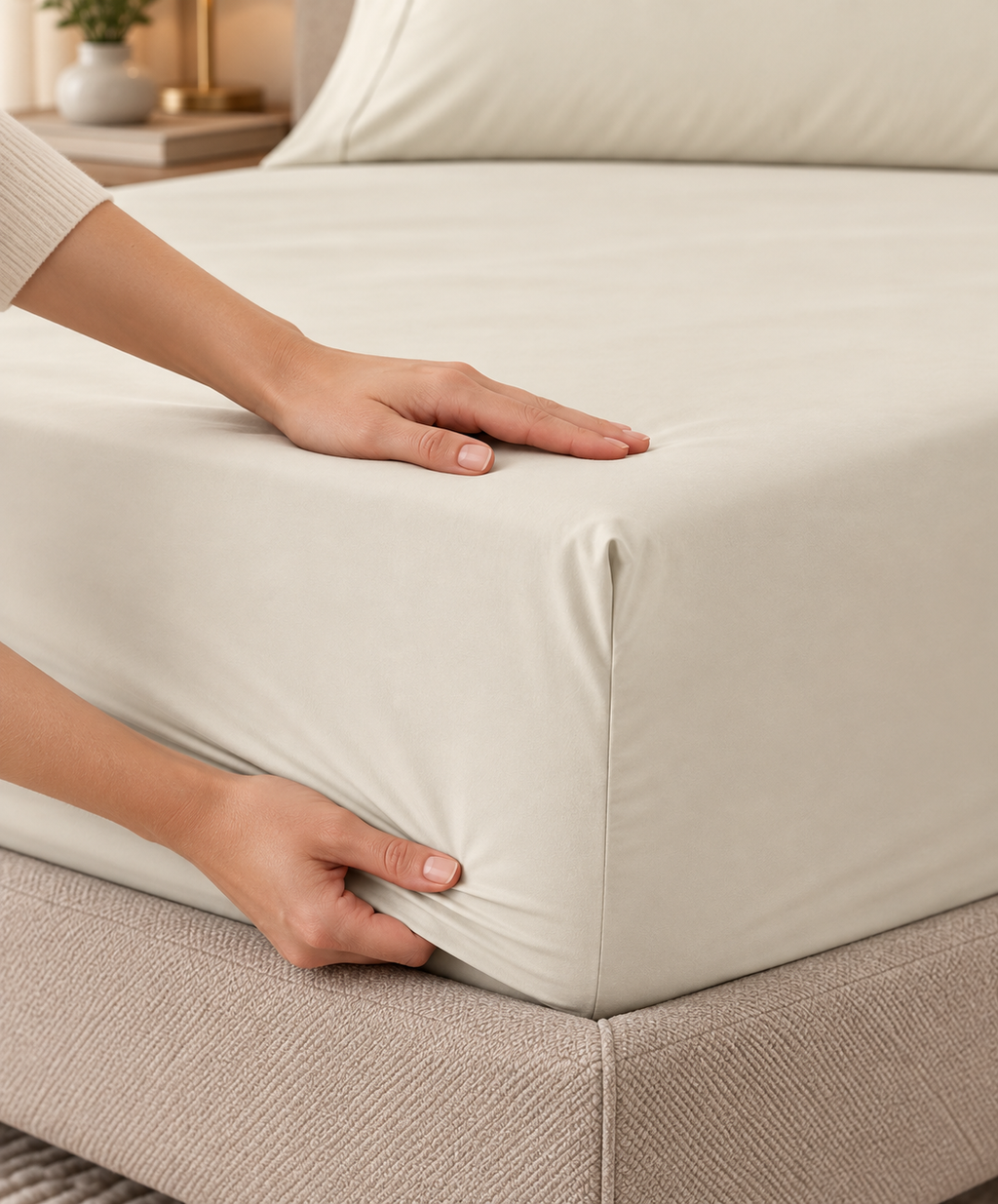 COMPLETO LETTO PERCALLE DI COTONE PANNA