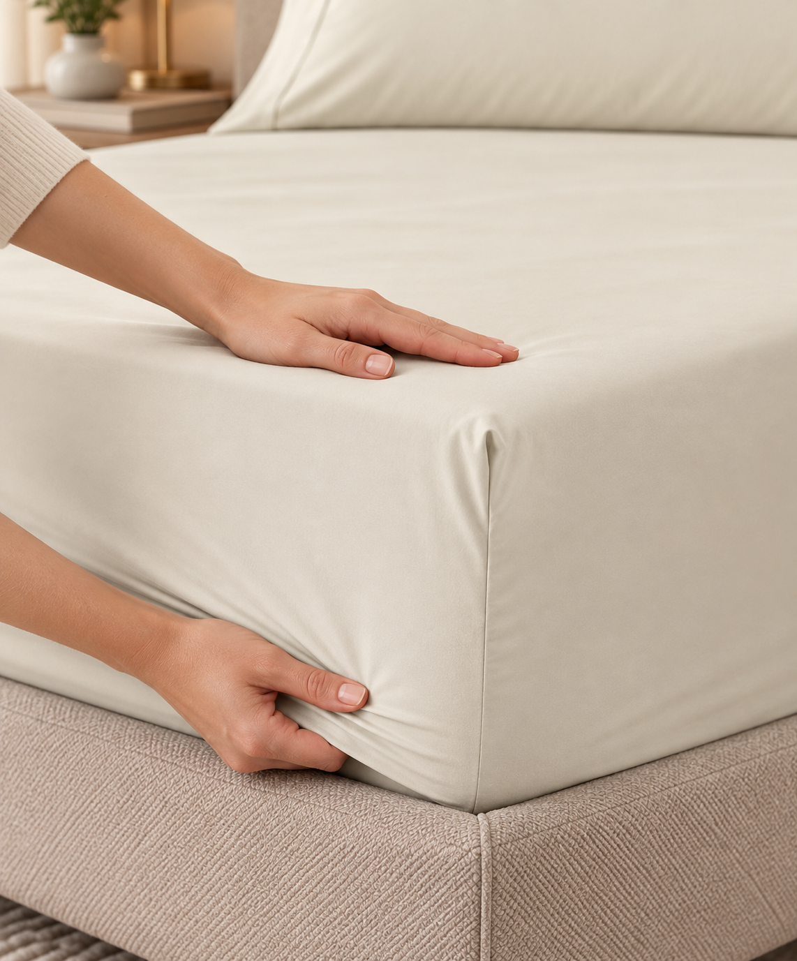 COMPLETO LETTO PERCALLE DI COTONE PANNA