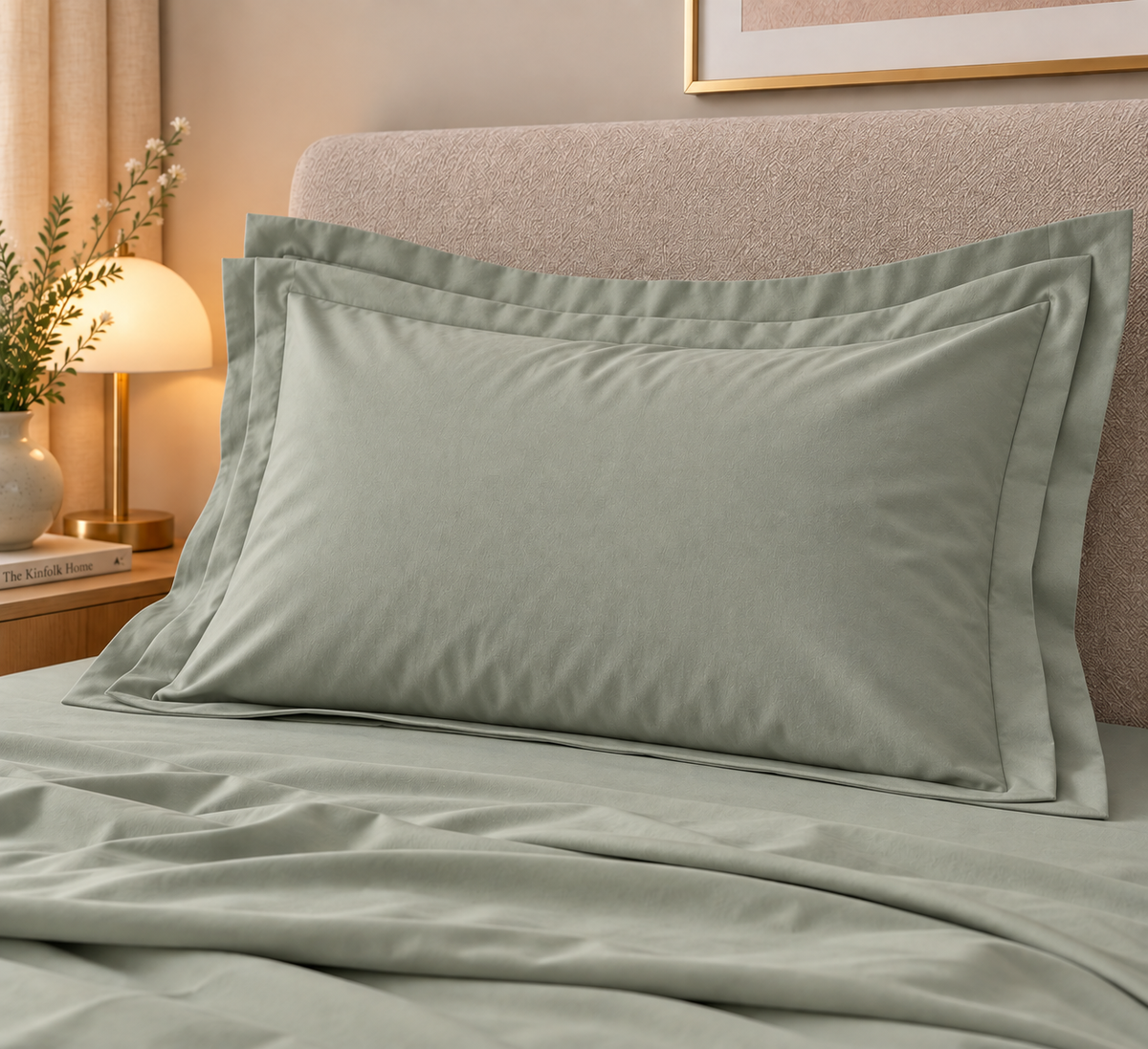 COMPLETO LETTO PERCALLE DI COTONE VERDE SALVIA