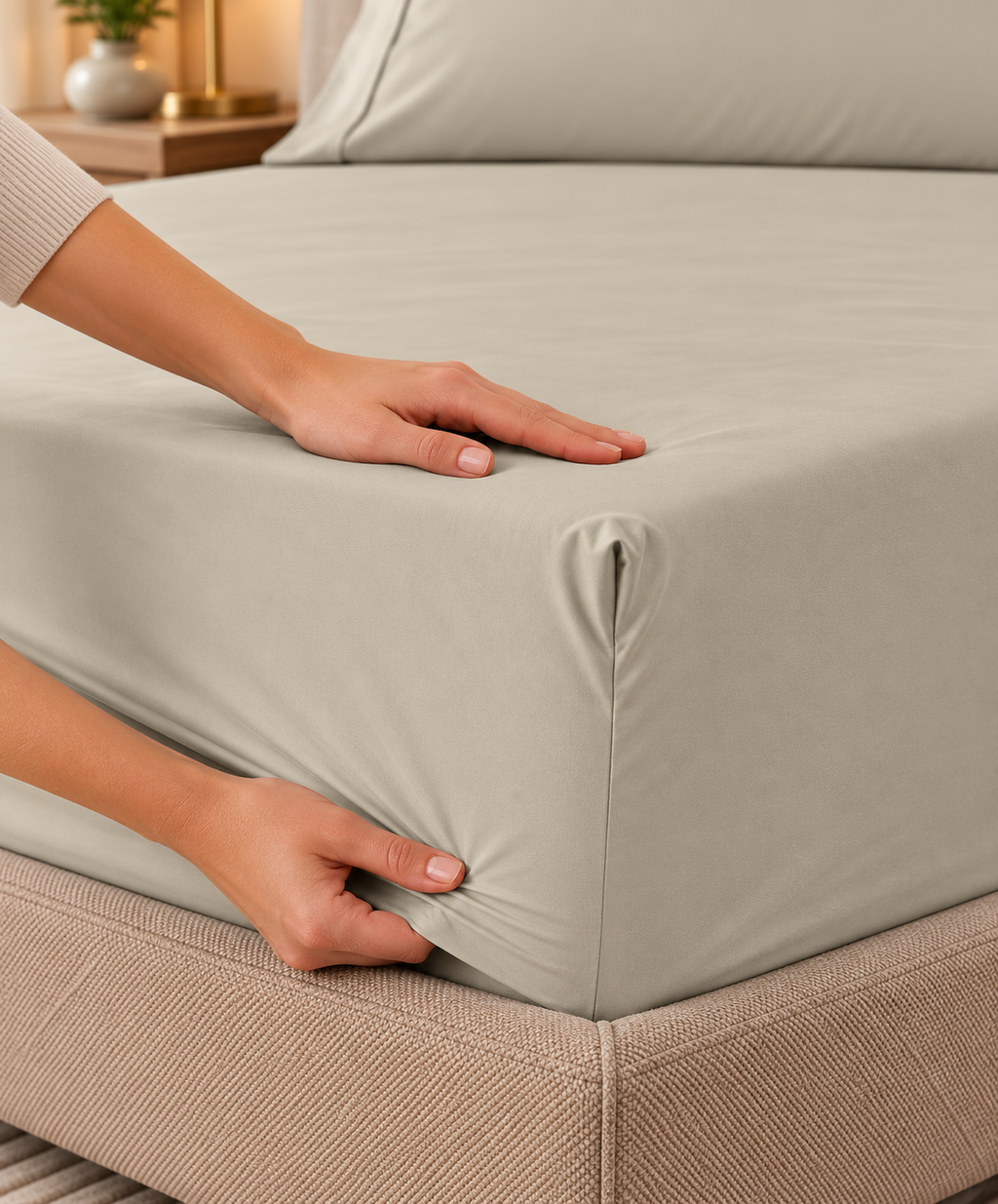COMPLETO LETTO PERCALLE DI COTONE CHAMPAGNE