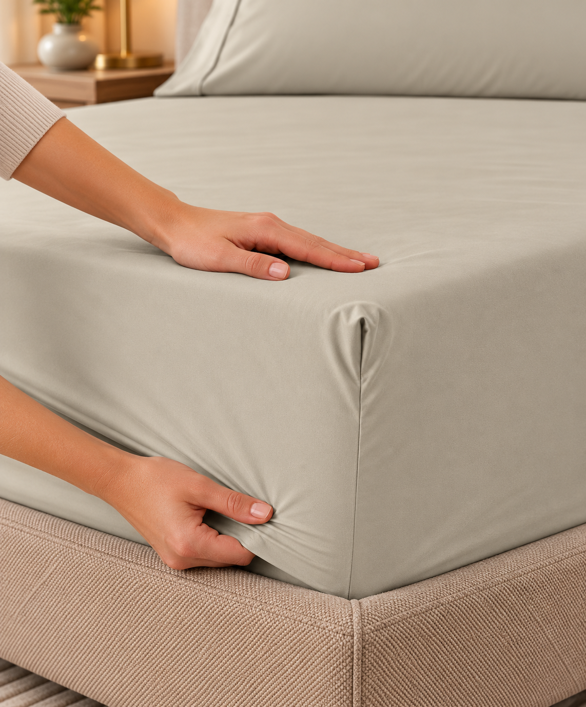COMPLETO LETTO PERCALLE DI COTONE CHAMPAGNE