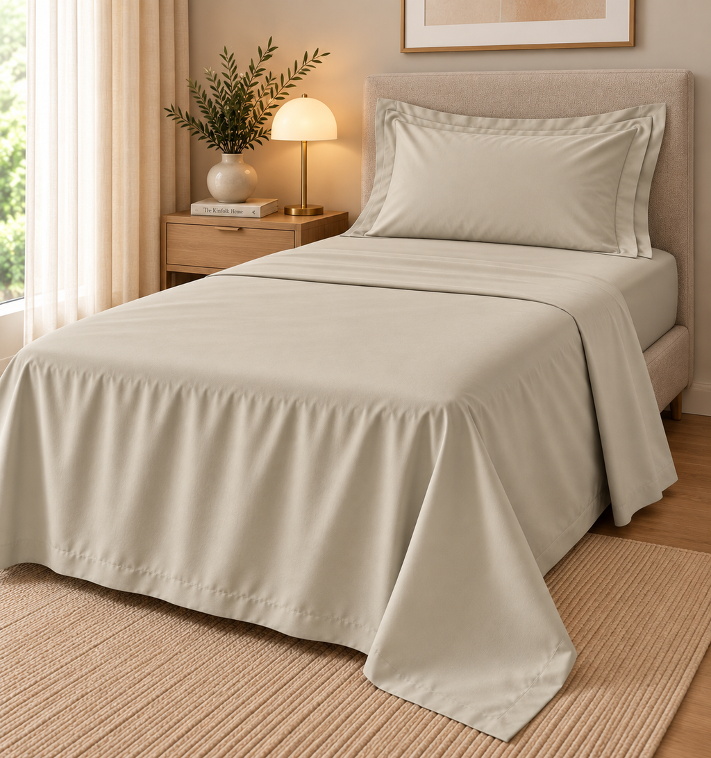 COMPLETO LETTO PERCALLE DI COTONE CHAMPAGNE