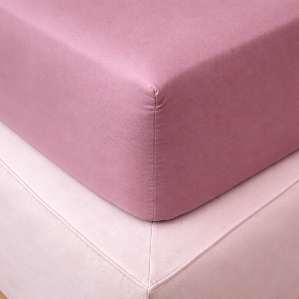 LENZUOLO CON ANGOLI RASO DI COTONE ROSA