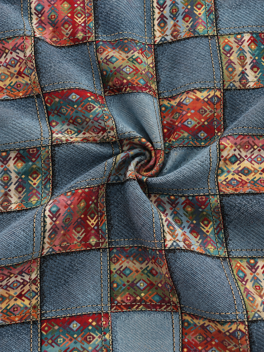 TESSUTO QUADRETTO JEANS