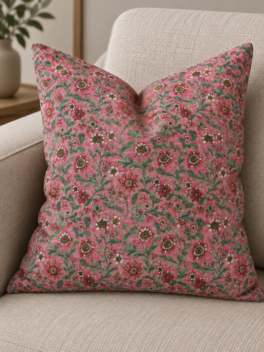 TESSUTO ROSA CON FIORELLINI