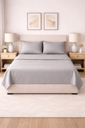 COMPLETO LETTO IN RASO DI COTONE GRIGIO CHIARO