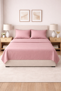 COMPLETO LETTO IN RASO DI COTONE ROSA